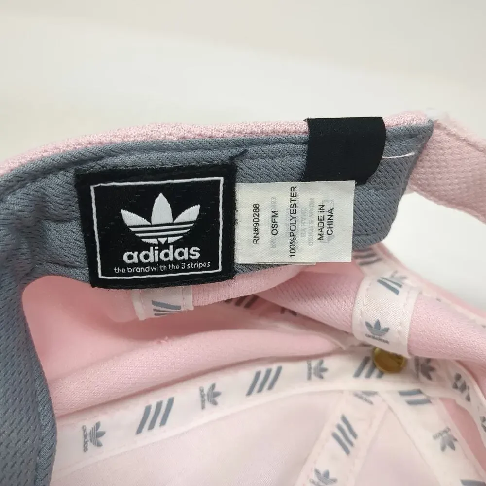 Adidas Baseball Cap Pink One Size Trefoil Logo Strapback Textured Sport Hat